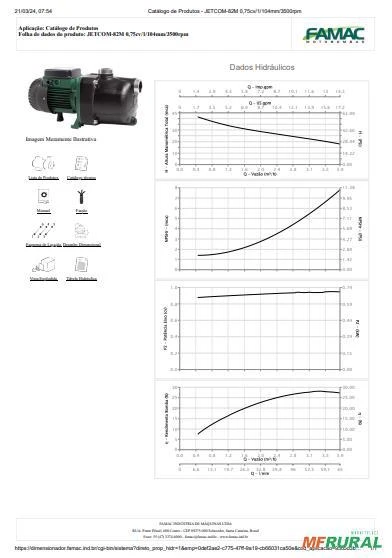 Bomba FAMAC Centrifuga Autoaspirante JETCOM-82M 104MM 3/4CV -  Voltagem: MONOF. 127V