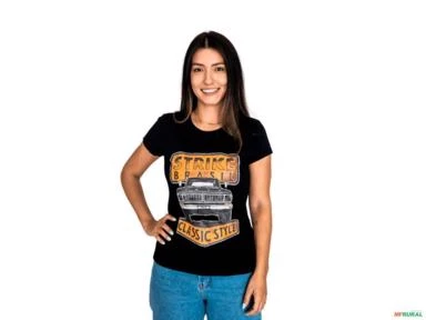 CAMISETA STK® - F100 PLACA LARANJA | PRETA FEM