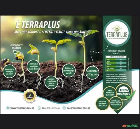 FERTILIZANTE ORGÂNICO TERRAPLUS - TONELADA - ADUBO 100% ORGÂNICO