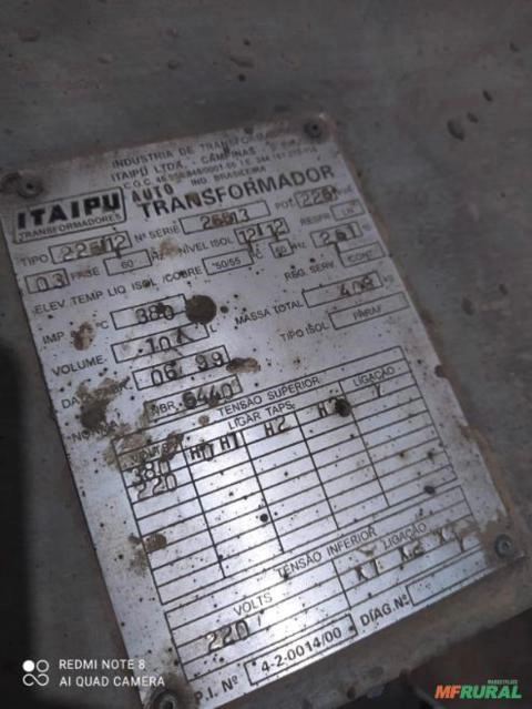 Transformador Potência a óleo 226kva - 380/220v Imagem Transformador Potência a óleo 226kva - 380/220v