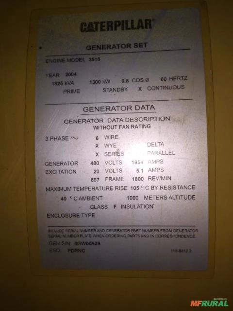 Imagem Grupo Gerador Caterpillar G3516B LE Imagem Grupo Gerador Caterpillar G3516B LE