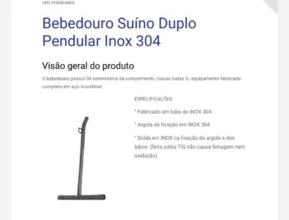 Bebedouro Duplo Pendular Suínos 50cm Inox 304