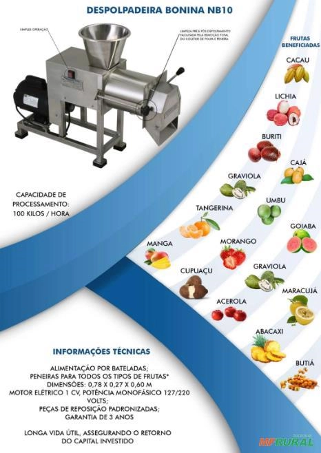 DESPOLPADEIRA DE FRUTAS 100 Kg NB10 Imagem DESPOLPADEIRA DE FRUTAS 100 Kg NB10