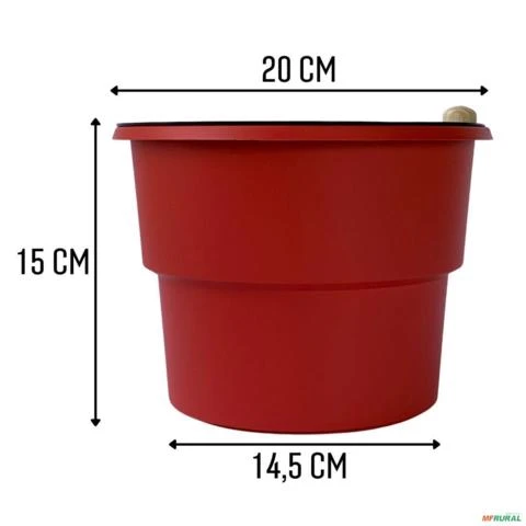 Kit 10 Vasos Auto Irrigáveis Sistema Antidengue 20 X 15 cm - Escolha As Cores -  COLOR: Vermelho