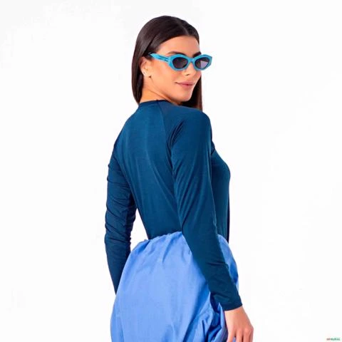 Camiseta UV Rash Guard Unissex com Proteção Solar Azul ELECTRA Aviventa -  Cores: Azul Marinho Tamanho: P