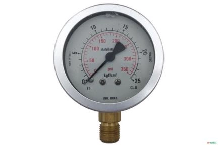 Manometro Vertical (Radial) D63 0-25 Bar 1/4 BSP Imagem Manometro Vertical (Radial) D63 0-25 Bar 1/4 BSP
