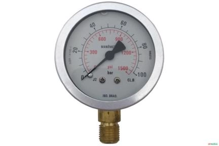Manometro Vertical (Radial) D63 0-100 Bar 1/4 BSP Imagem Manometro Vertical (Radial) D63 0-100 Bar 1/4 BSP