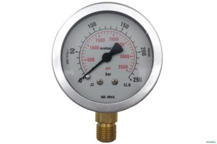 Manometro Vertical (Radial) D63 0-250 Bar 1/4 BSP Imagem Manometro Vertical (Radial) D63 0-250 Bar 1/4 BSP