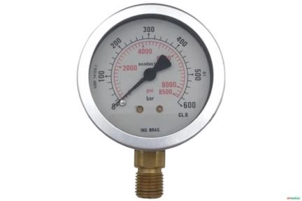 Manometro Vertical (Radial) D63 0-600 Bar 1/4 BSP Imagem Manometro Vertical (Radial) D63 0-600 Bar 1/4 BSP