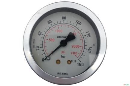 Manometro Horizontal (Axial) D63 0-160 Bar 1/4 BSP Imagem Manometro Horizontal (Axial) D63 0-160 Bar 1/4 BSP