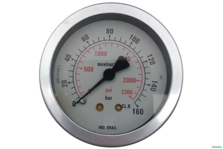 Manometro Horizontal (Axial) D63 0-160 Bar 1/4 BSP Imagem Manometro Horizontal (Axial) D63 0-160 Bar 1/4 BSP