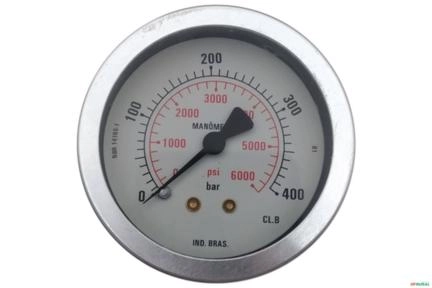 Manometro Horizontal (Axial) D63 0-400 Bar 1/4 BSP Imagem Manometro Horizontal (Axial) D63 0-400 Bar 1/4 BSP