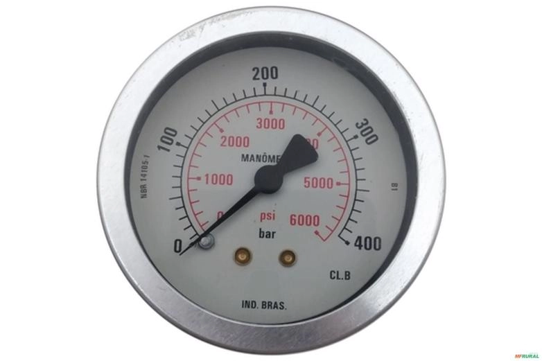 Manometro Horizontal (Axial) D63 0-400 Bar 1/4 BSP Imagem Manometro Horizontal (Axial) D63 0-400 Bar 1/4 BSP