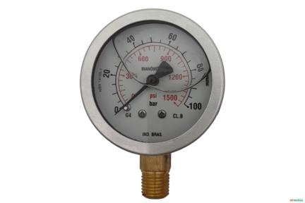 Manometro Vertical (Radial) D63 0-100 Bar 1/4 NPT Imagem Manometro Vertical (Radial) D63 0-100 Bar 1/4 NPT