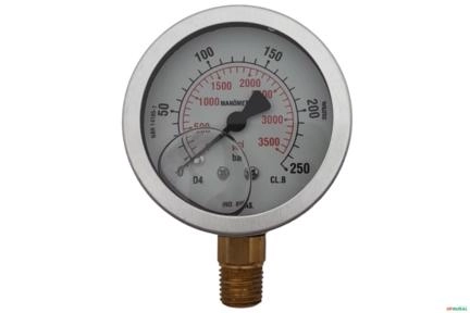 Manometro Vertical (Radial) D63 0-250 Bar 1/4 NPT Imagem Manometro Vertical (Radial) D63 0-250 Bar 1/4 NPT