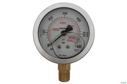Manometro Vertical (Radial) D63 0-600 Bar 1/4 NPT Imagem Manometro Vertical (Radial) D63 0-600 Bar 1/4 NPT