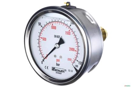 Manometro Horizontal (Axial - Painel) D100 0-160 Bar 1/2NPT - Stauff SPG-100-00160-01-P-N08 Imagem Manometro Horizontal (Axial - Painel) D100 0-160 Bar 1/2NPT - Stauff SPG-100-00160-01-P-N08
