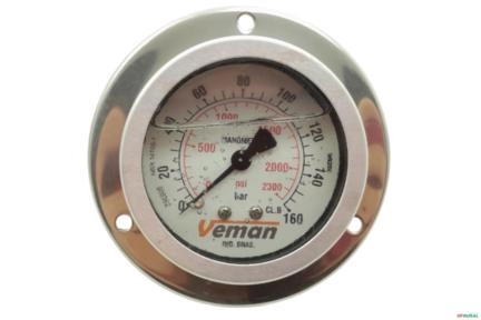 Manometro Horizontal (axial - Painel) D63 0-160 Bar 1/4 NPT (com Flange) Imagem Manometro Horizontal (axial - Painel) D63 0-160 Bar 1/4 NPT (com Flange)