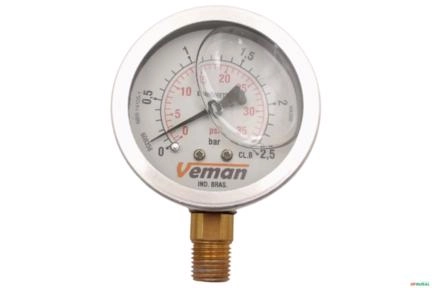 Manometro Vertical (radial) D63 0-2,5 Bar 1/4 NPT Imagem Manometro Vertical (radial) D63 0-2,5 Bar 1/4 NPT