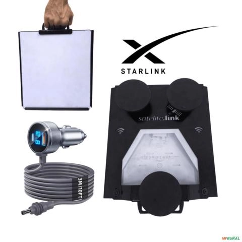 Case Starlink Mini 100% Aço Imã + Cabo Alimentação 3M Carro Imagem Case Starlink Mini 100% Aço Imã + Cabo Alimentação 3M Carro