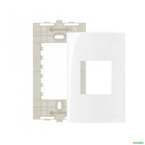 PLACA 4X2 2 POSTOS JUNTOS C/ SUPORTE BRANCO SLEEK MARGIRIUS 16025 Imagem PLACA 4X2 2 POSTOS JUNTOS C/ SUPORTE BRANCO SLEEK MARGIRIUS 16025