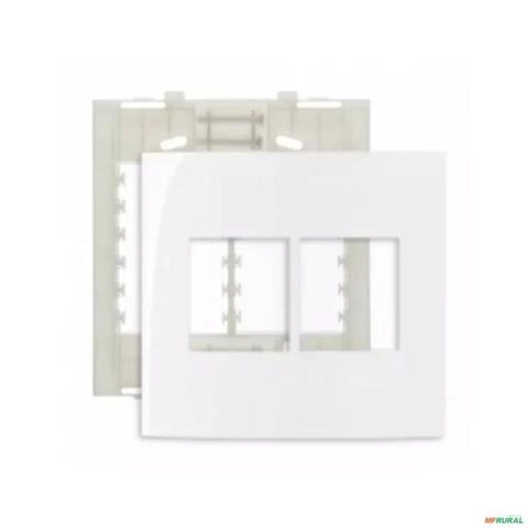 PLACA 4X4 4 POSTOS JUNTOS C/ SUPORTE BRANCO SLEEK MARGIRIUS 16020 Imagem PLACA 4X4 4 POSTOS JUNTOS C/ SUPORTE BRANCO SLEEK MARGIRIUS 16020