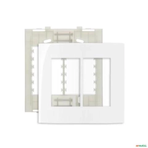 PLACA 4X4 6 POSTOS C/ SUPORTE BRANCO SLEEK MARGIRIUS 16018 Imagem PLACA 4X4 6 POSTOS C/ SUPORTE BRANCO SLEEK MARGIRIUS 16018