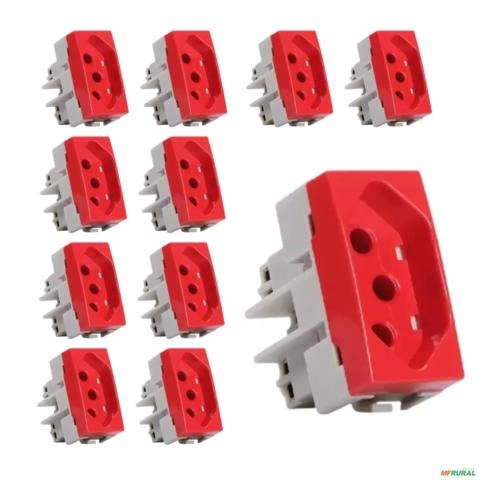 KIT 10 TOMADA 2P + T 20A VERMELHO 250V MODULO SLEEK MARGIRIUS Imagem KIT 10 TOMADA 2P + T 20A VERMELHO 250V MODULO SLEEK MARGIRIUS