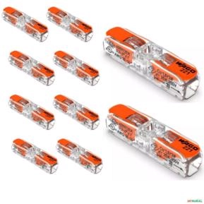 Kit 10 Conector Wago Compacto Emenda em Linha Com Alavanca P/ Cabo 4mm Kit 10 Conector Wago Compacto Emenda em Linha Com Alavanca P/ Cabo 4mm