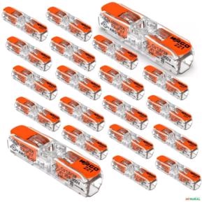 Kit 20 Conector Wago Compacto Emenda em Linha Com Alavanca P/ Cabo 4mm Kit 20 Conector Wago Compacto Emenda em Linha Com Alavanca P/ Cabo 4mm