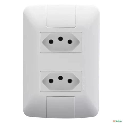 Conjunto 4x2 com 2 Tomada 2P+T Tramontina Aria 10 A 250 V Branco Imagem Conjunto 4x2 com 2 Tomada 2P+T Tramontina Aria 10 A 250 V Branco