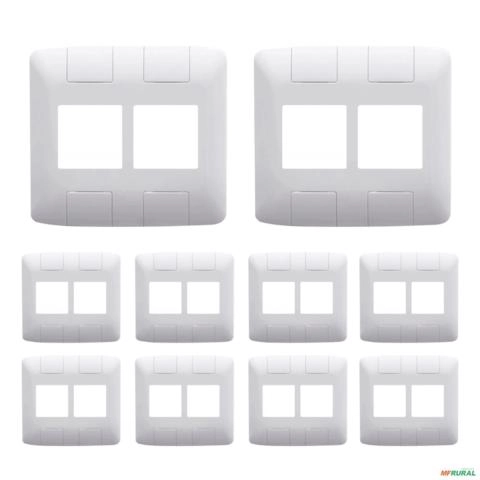 KIT 10 PLACA 4X4 Para 4 POSTOS BRANCO ARIA TRAMONTINA Imagem KIT 10 PLACA 4X4 Para 4 POSTOS BRANCO ARIA TRAMONTINA