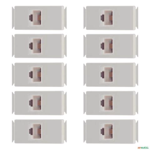 KIT 10 MODULO TOMADA RJ11 TELEFONE BRANCO ARIA TRAMONTINA Imagem KIT 10 MODULO TOMADA RJ11 TELEFONE BRANCO ARIA TRAMONTINA