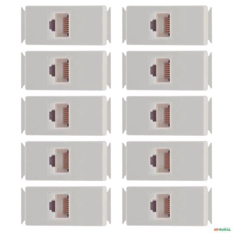 KIT 10 MODULO TOMADA RJ45 INTERNET CAT6 BRANCO ARIA TRAMONTINA Imagem KIT 10 MODULO TOMADA RJ45 INTERNET CAT6 BRANCO ARIA TRAMONTINA