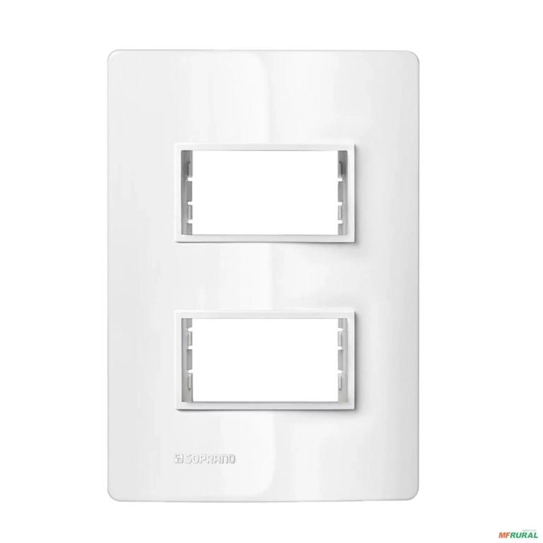 PLACA 4X2 2 MODULO C/ SUPORTE BRANCO REVITA SOPRANO Imagem PLACA 4X2 2 MODULO C/ SUPORTE BRANCO REVITA SOPRANO