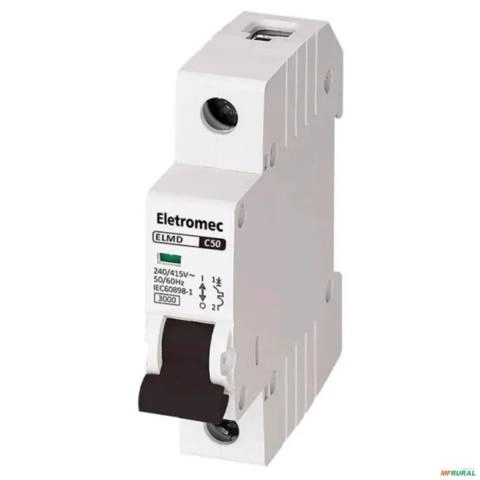 DISJUNTOR DIN UNIPOLAR MONOPOLAR EATON ELETROMEC 1P 50A ELMD-1C50 Imagem DISJUNTOR DIN UNIPOLAR MONOPOLAR EATON ELETROMEC 1P 50A ELMD-1C50