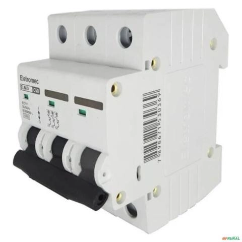 DISJUNTOR DIN TRIPOLAR TRIFASICO EATON ELETROMEC 3P 50A ELMD-3C50 Imagem DISJUNTOR DIN TRIPOLAR TRIFASICO EATON ELETROMEC 3P 50A ELMD-3C50