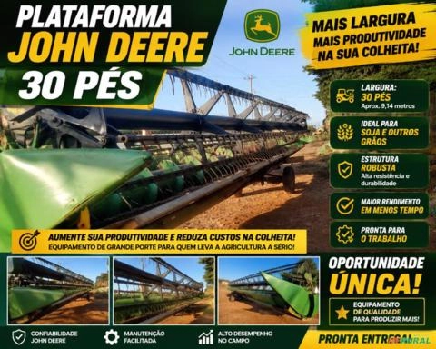 PLATAFORMA JOHN DEERE 630 – 30 PÉS – PLATAFORMA PARA COLHEITADEIRA Imagem PLATAFORMA JOHN DEERE 630 – 30 PÉS – PLATAFORMA PARA COLHEITADEIRA
