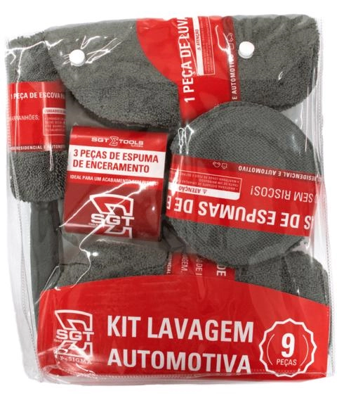 Kit lavagem automotiva com 9 peças SGT Sigma Tools Profissional Imagem Kit lavagem automotiva com 9 peças SGT Sigma Tools Profissional