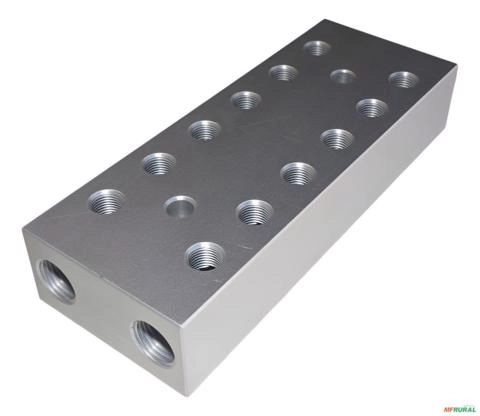 Bloco Distribuidor Pneumático 12 Roscas 1/4 E 2 Roscas 1/2 - Voltagem: N/A Imagem Bloco Distribuidor Pneumático 12 Roscas 1/4 E 2 Roscas 1/2 - Voltagem: N/A