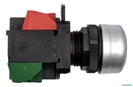 Botão De Impulso Verde 22mm + Bloco Contato 1na 1nf E111 - Cor: Verde Imagem Botão De Impulso Verde 22mm + Bloco Contato 1na 1nf E111 - Cor: Verde
