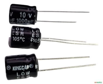 Capacitor Eletrolítico 1000uf 10v Kingcap - 10 Peças Imagem Capacitor Eletrolítico 1000uf 10v Kingcap - 10 Peças