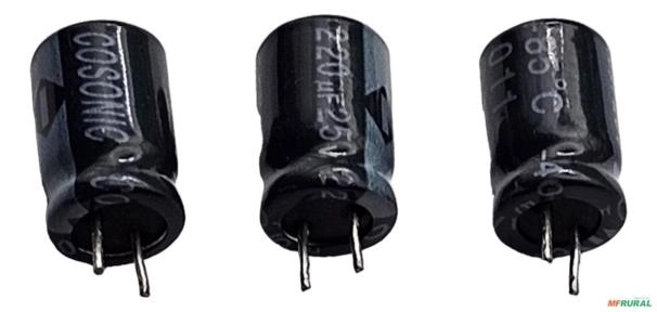 Capacitor Eletrolítico 220uf 25v 85c Cosonic - 10 Peças Imagem Capacitor Eletrolítico 220uf 25v 85c Cosonic - 10 Peças