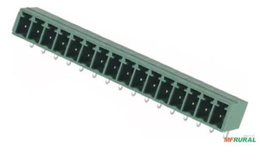 Conector Header Bloco Terminal Plugável 16 Vias 3.81mm - Cor: Verde Imagem Conector Header Bloco Terminal Plugável 16 Vias 3.81mm - Cor: Verde