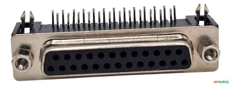 Kit 5 - Conector Db25 Femea 90o Solda Pci - Cor: Preto Imagem Kit 5 - Conector Db25 Femea 90o Solda Pci - Cor: Preto