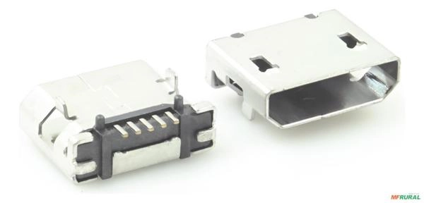 5x Conector Micro Usb 5s Tipo B - Usb Socket - Cor: Cinza Imagem 5x Conector Micro Usb 5s Tipo B - Usb Socket - Cor: Cinza