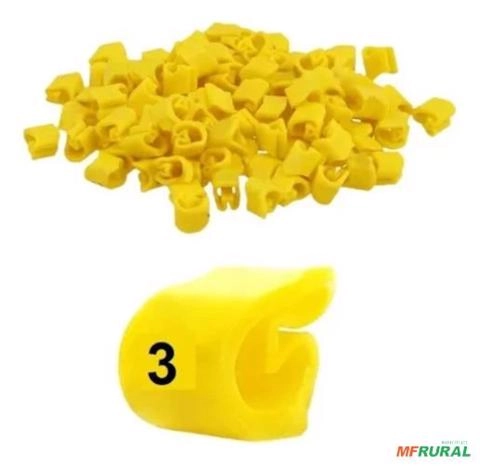 Anilha Marcador Número Letra Amarelo P/ Cabo 2,0-5,0mm - Caracter: 3 Imagem Anilha Marcador Número Letra Amarelo P/ Cabo 2,0-5,0mm - Caracter: 3