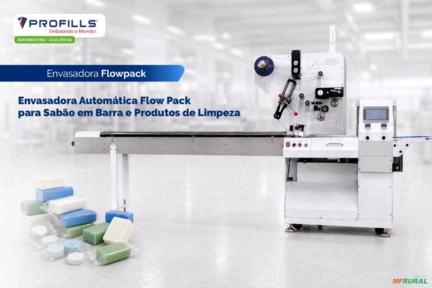 Envasadora Automática Flow Pack para Sabão em Barra e Pastilhas de Limpeza Imagem Envasadora Automática Flow Pack para Sabão em Barra e Pastilhas de Limpeza