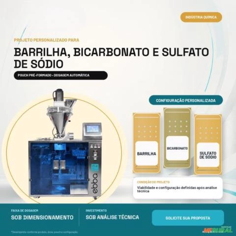 Envasadora de Barrilha, Bicarbonato e Sulfato em Pouch Ebbapack Imagem Envasadora de Barrilha, Bicarbonato e Sulfato em Pouch Ebbapack