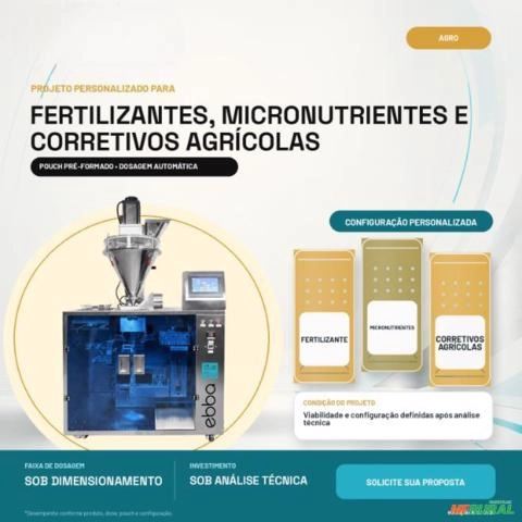 Envasadora de Fertilizantes e Micronutrientes em Pouch Ebbapack Imagem Envasadora de Fertilizantes e Micronutrientes em Pouch Ebbapack